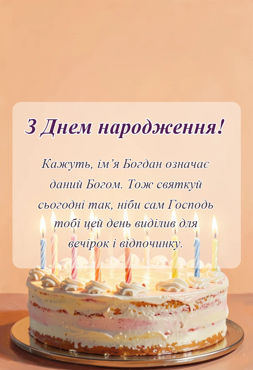 листівка з побажанням - привітання з днем народження богдану