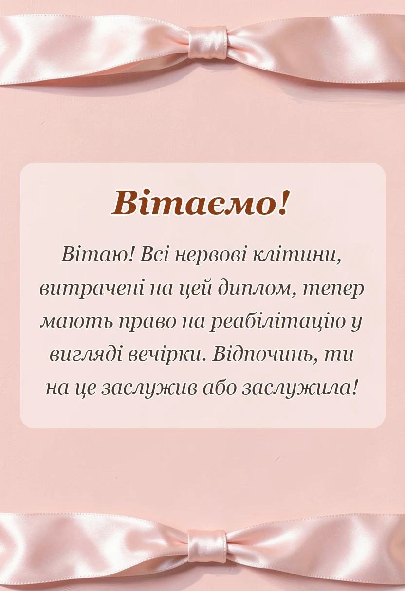 листівка з побажанням - привітання із захистом диплома