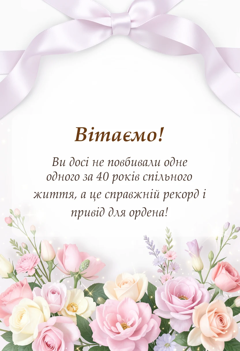 вітальна листівка - рубінове весілля привітання