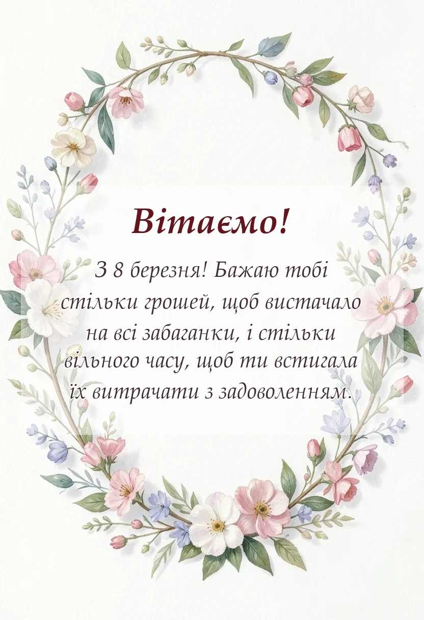 красива листівка: сучасне привітання з 8 березня