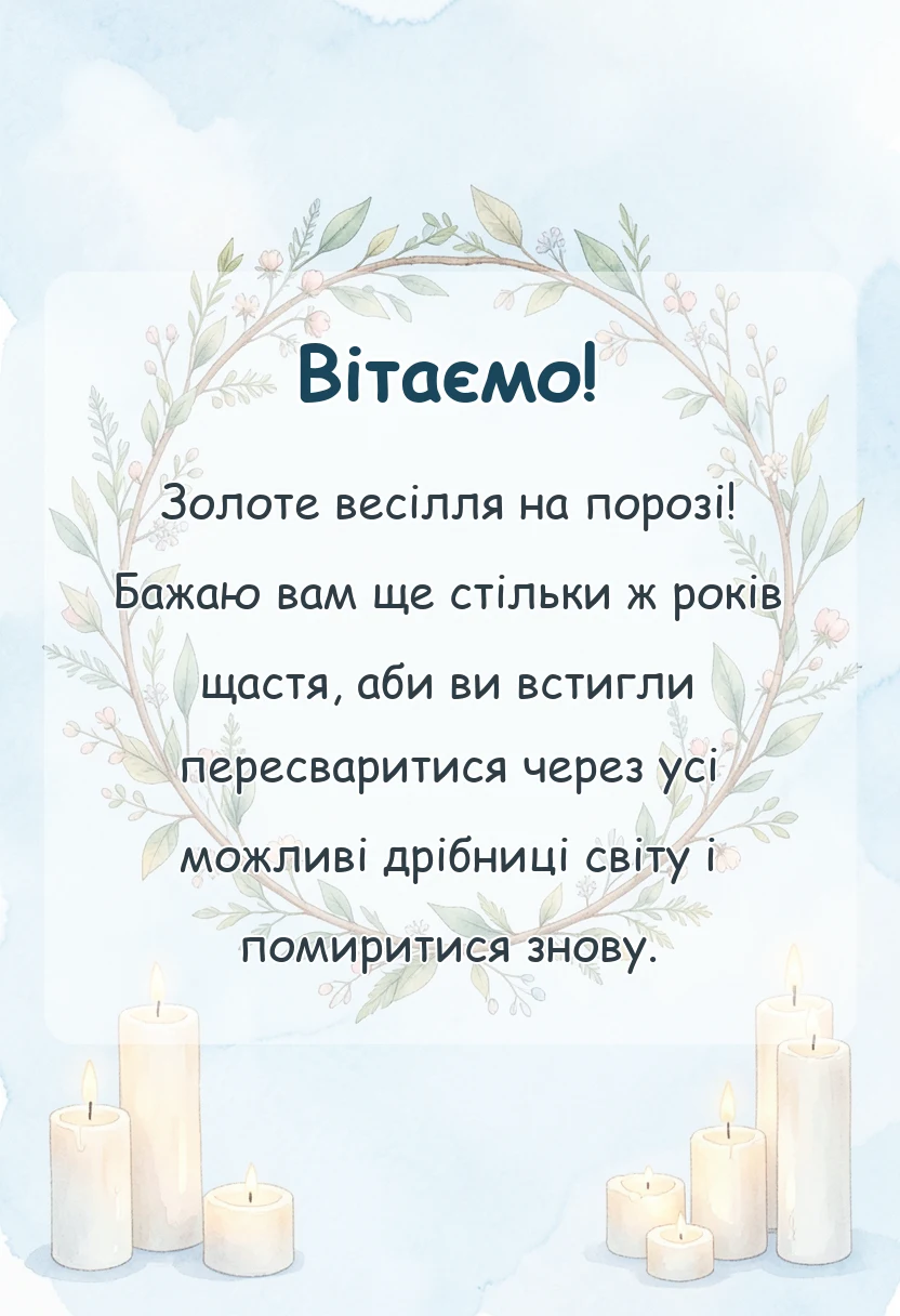 унікальна листівка - привітання з 50 років весілля