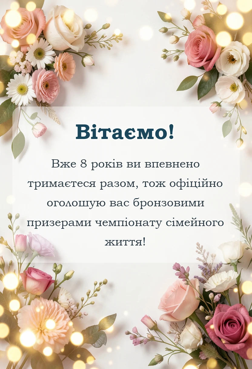 вітальна листівка - привітання з бронзовим весіллям