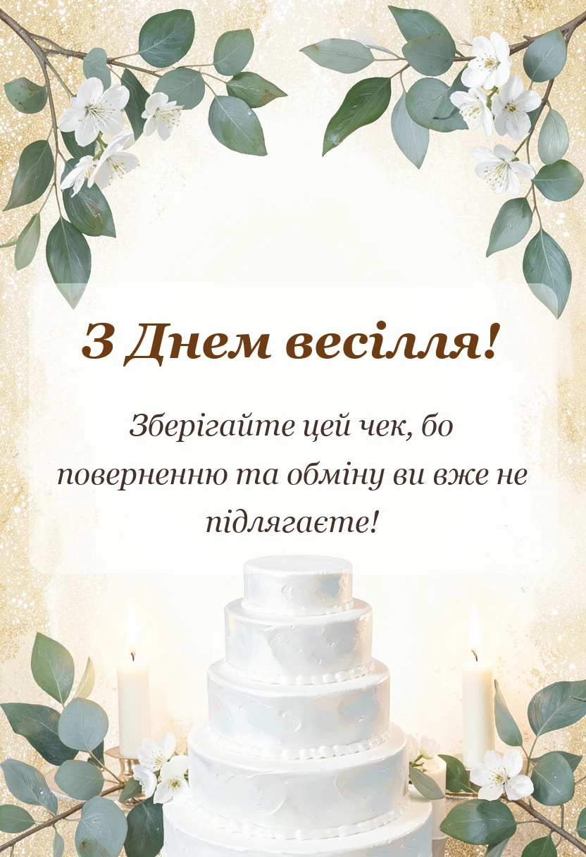 унікальна листівка - привітання з днем весілля