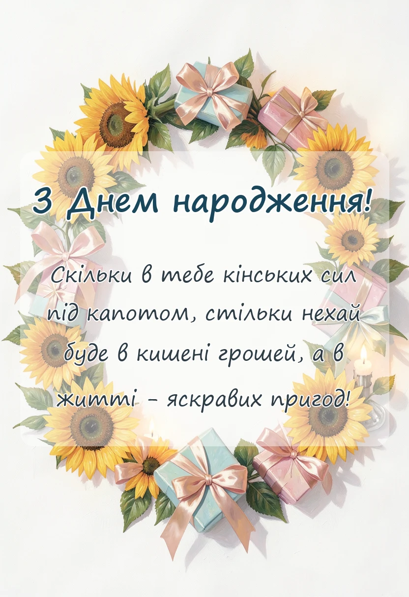унікальна листівка - картинки з днем народження для водія