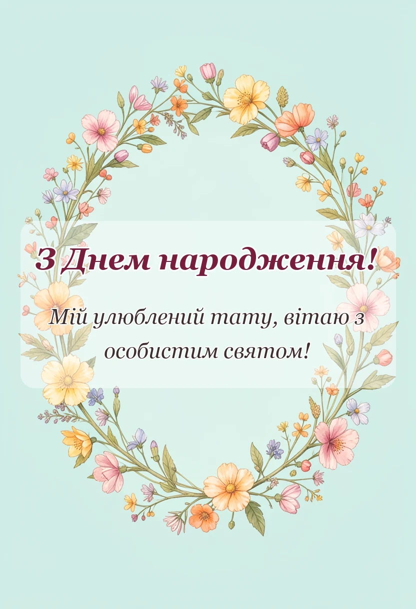 красива листівка: привітання з днем народження дідусь і тато