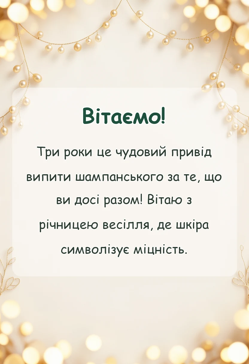 унікальна листівка - привітання з річницею весілля 3 роки прикольні