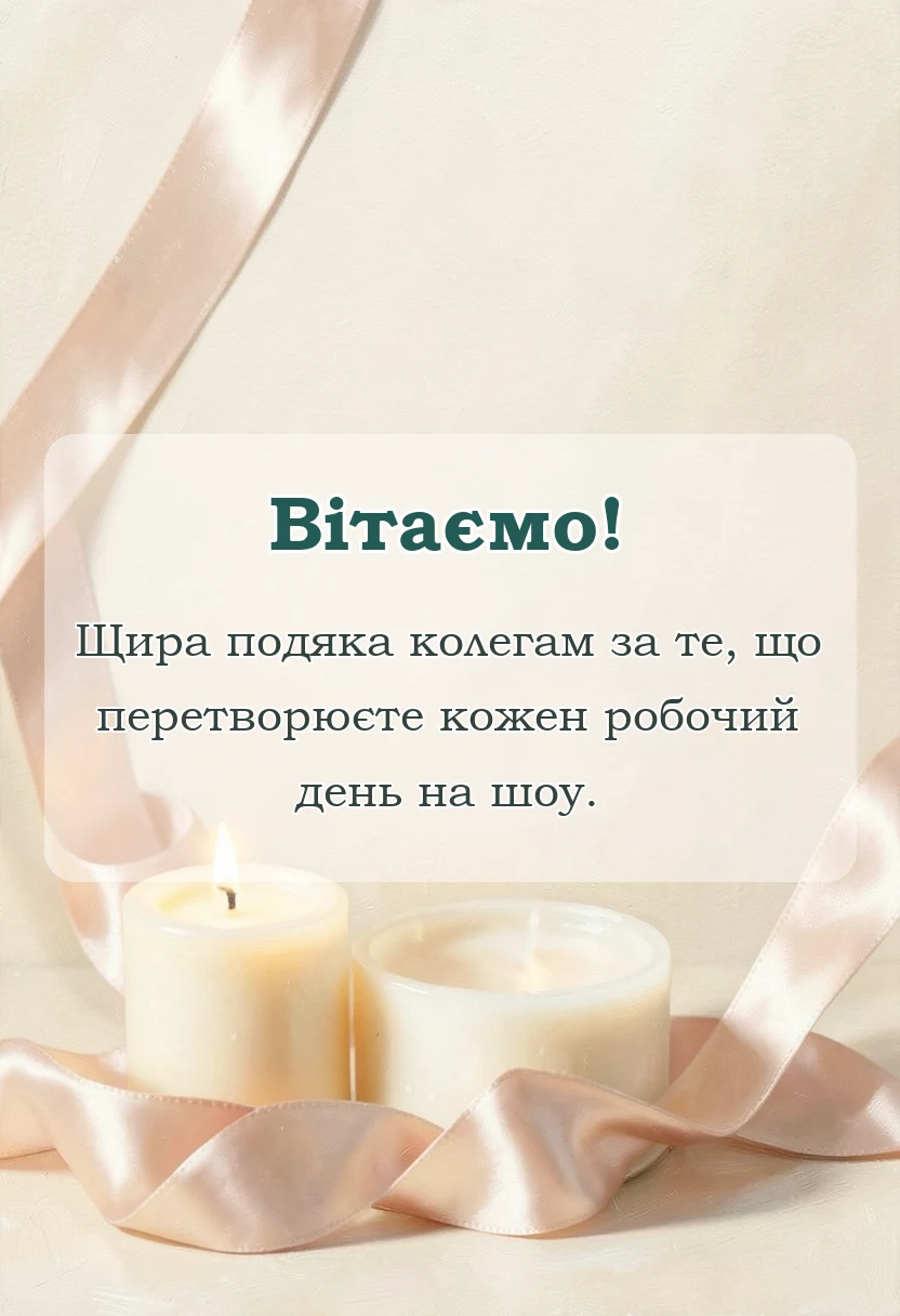листівка з побажанням - подяка колективу своїми словами