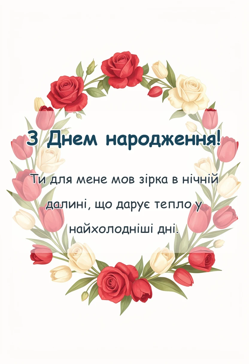 листівка з побажанням - привітання з днем народження коханій