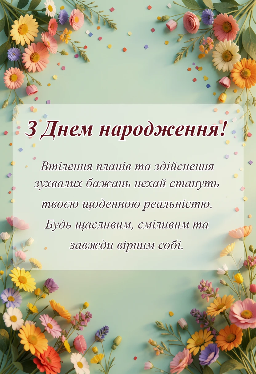 красива листівка: привітання з днем народження імениннику