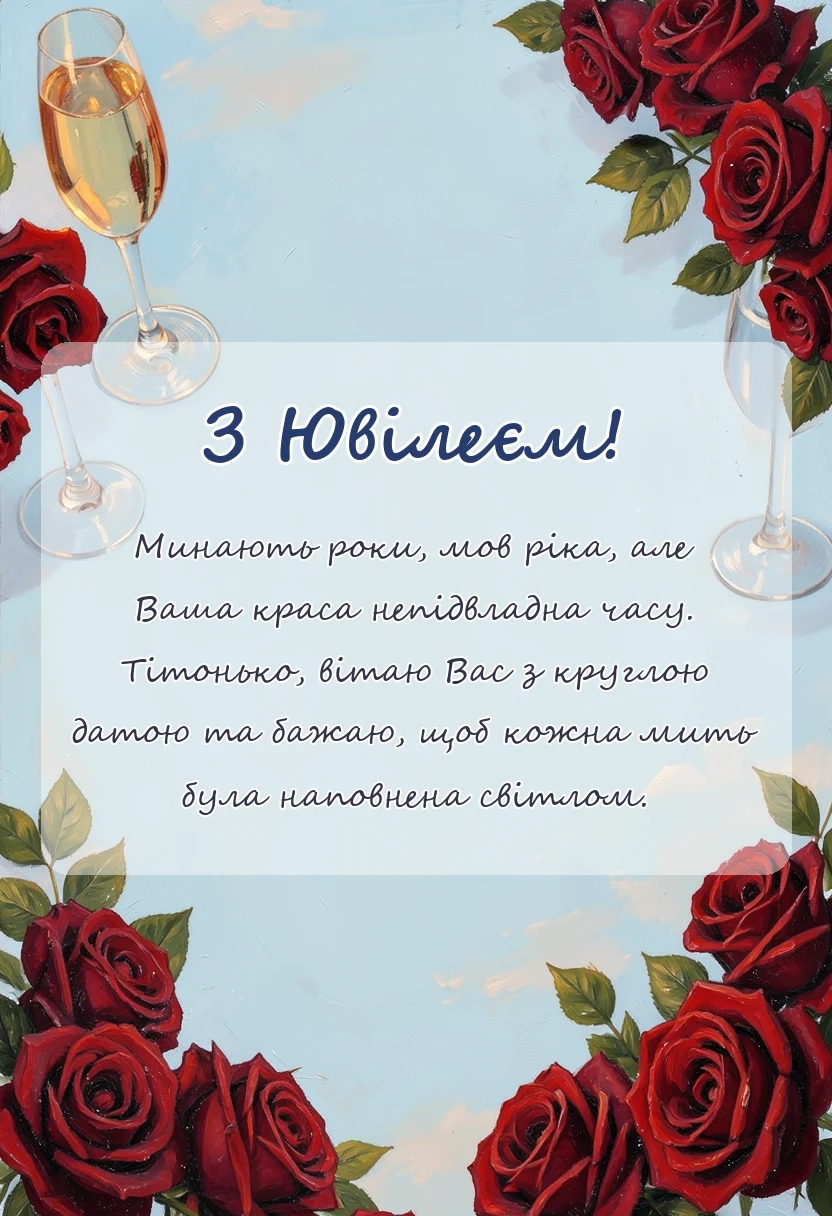 вітальна листівка - привітання з ювілеєм тітці