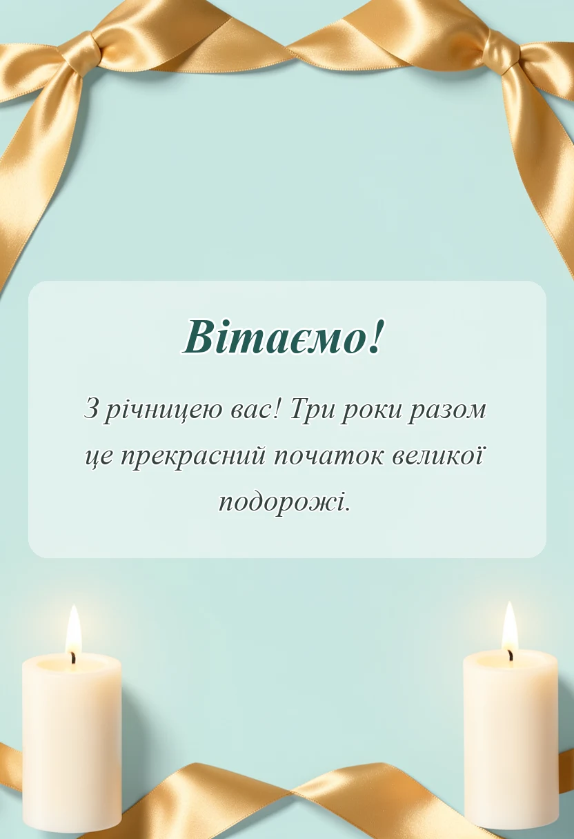 святкова картинка: привітання з 3 роками весілля проза