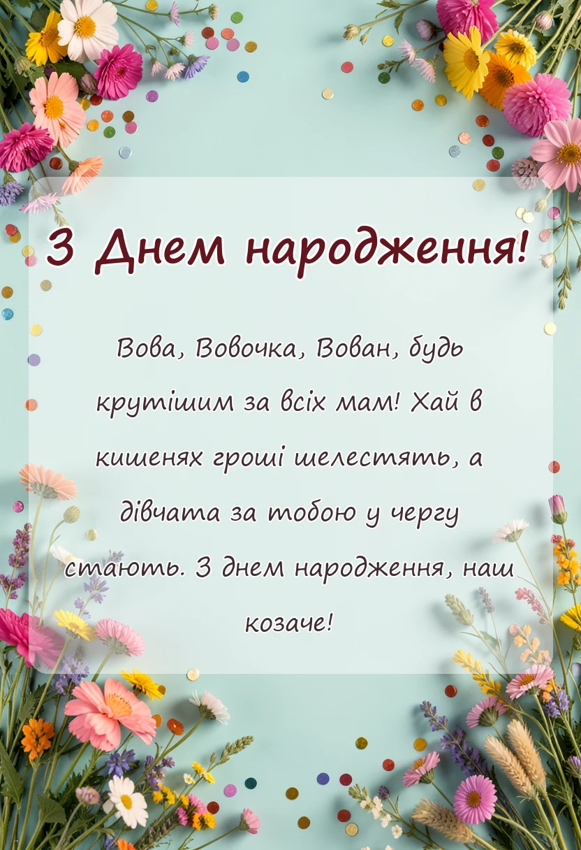 листівка з побажанням - прикольні привітання з днем народження вові