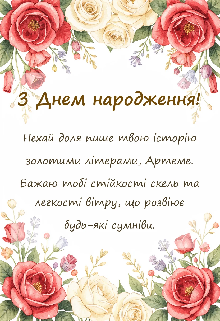 унікальна листівка - картинки з днем народження артему