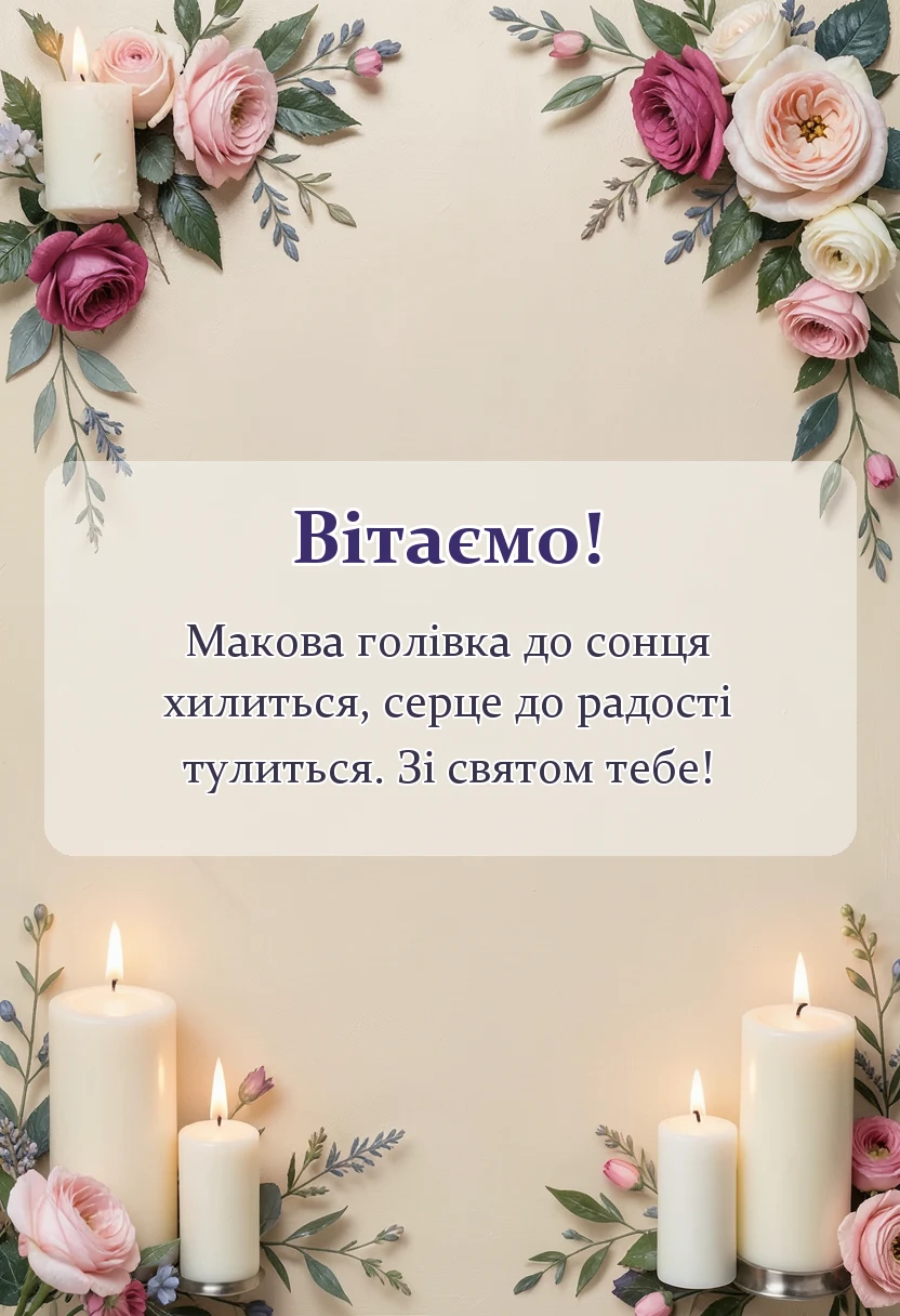 вітальна листівка - привітання з маковеєм