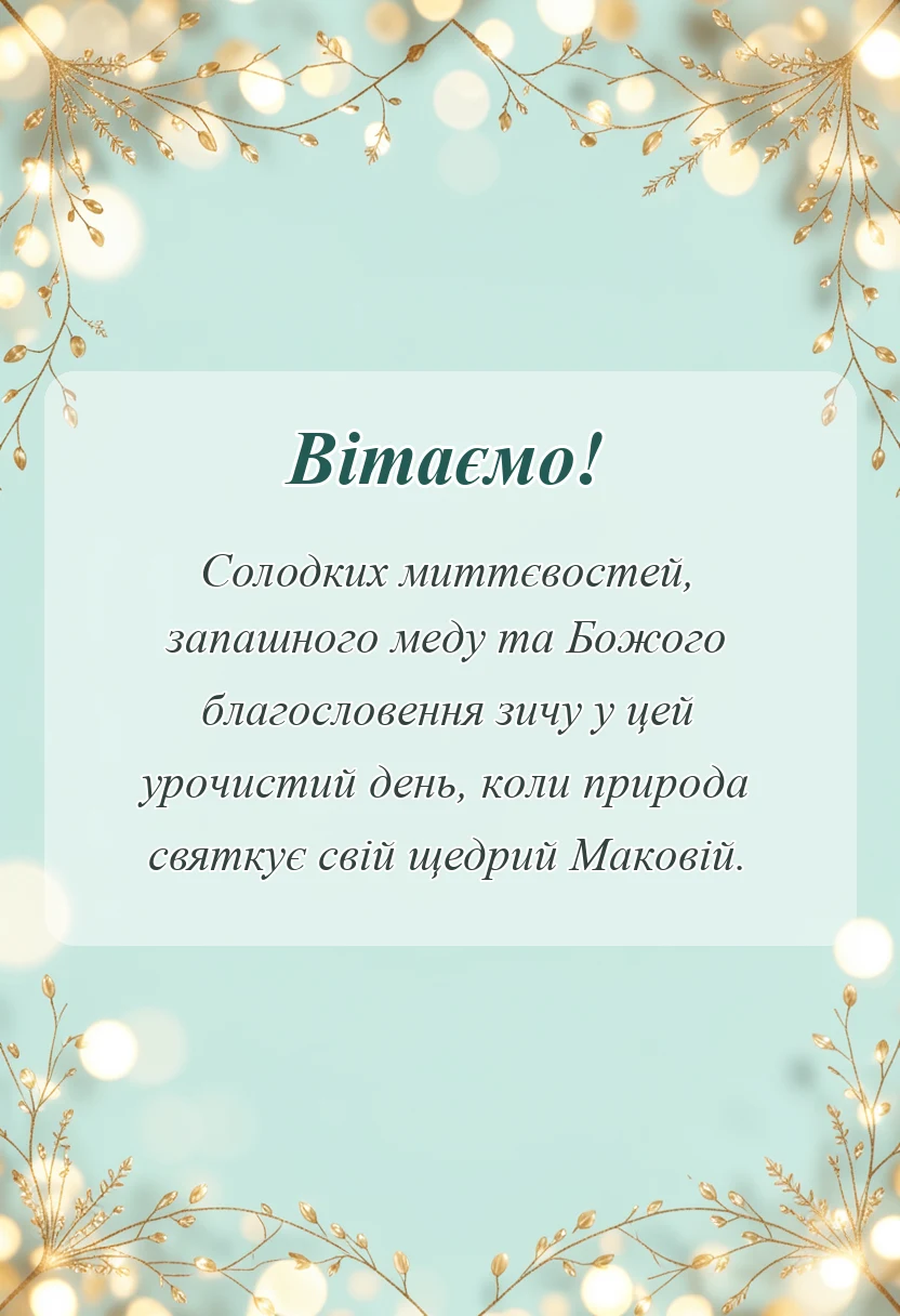 красива листівка: привітання з маковеєм своїми словами