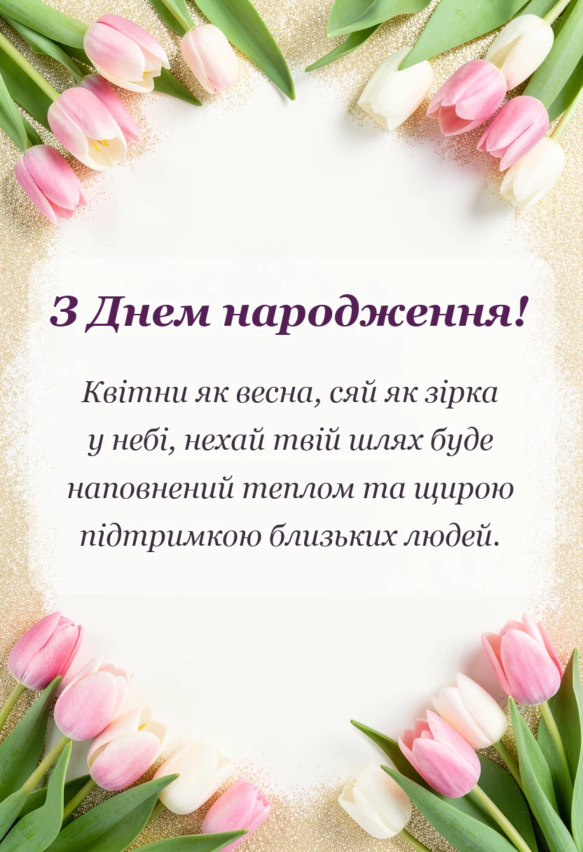 вітальна листівка - короткі привітання з днем народження своїми словами