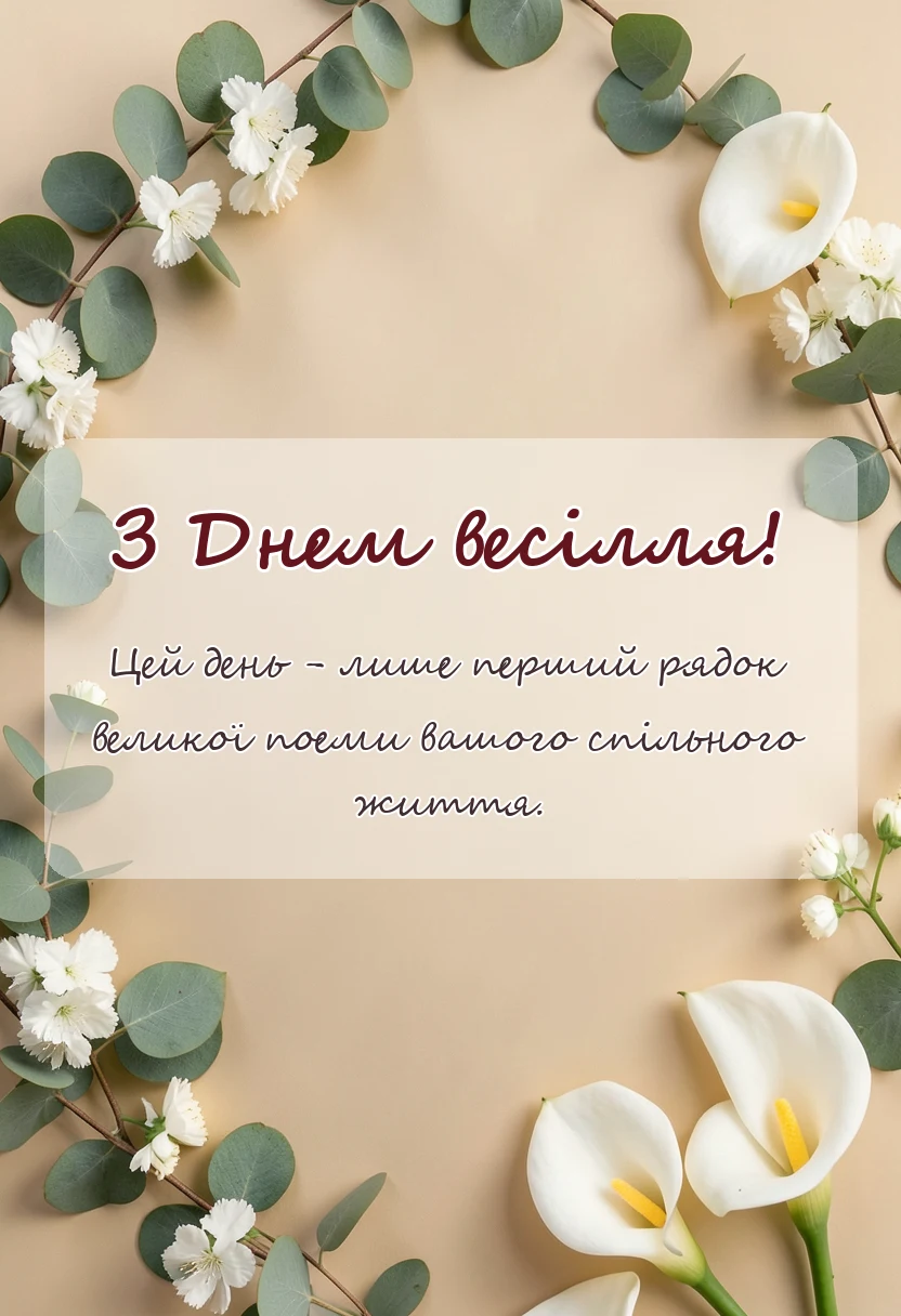 унікальна листівка - привітання з днем весілля