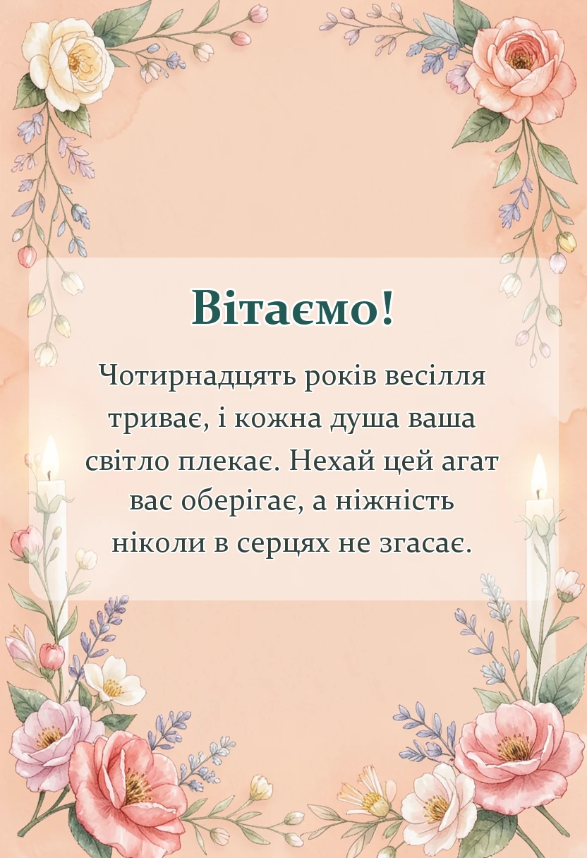 вітальна листівка - привітання на агатове весілля