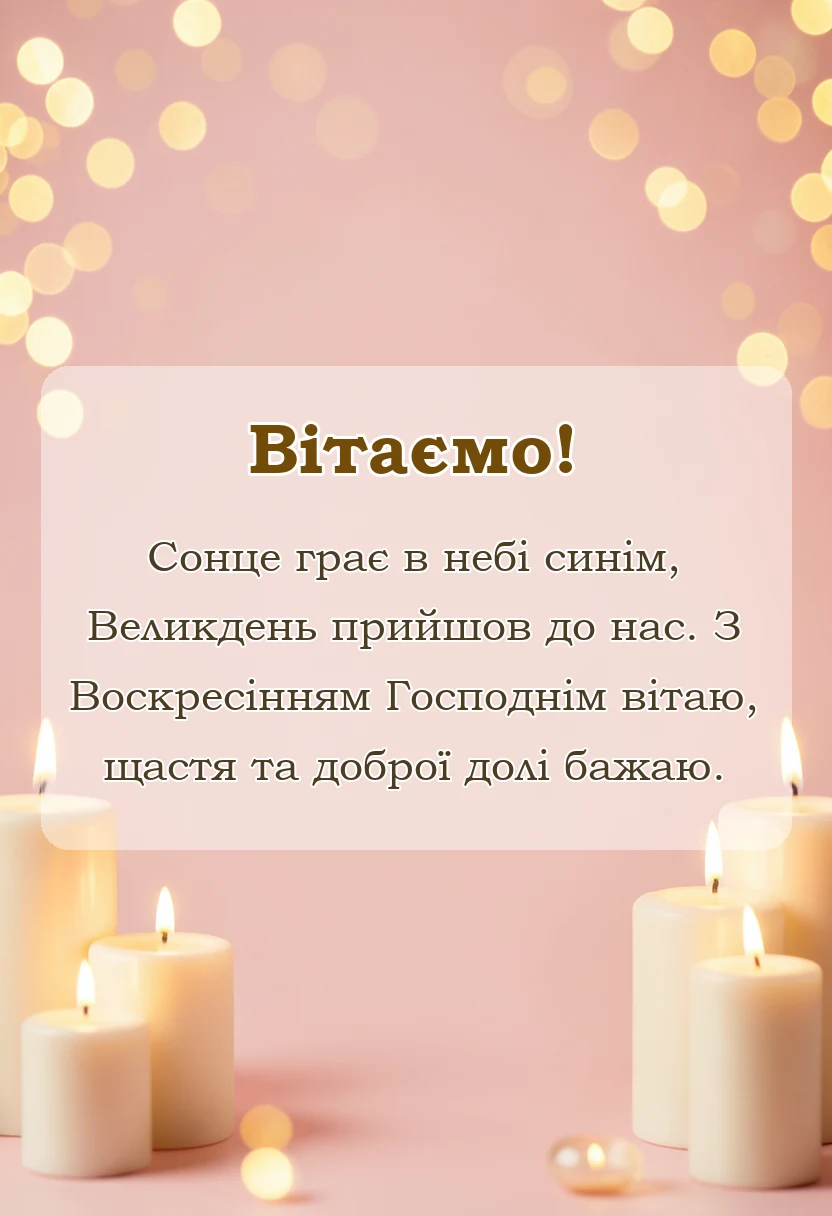 листівка з побажанням - вітання з воскресінням господнім
