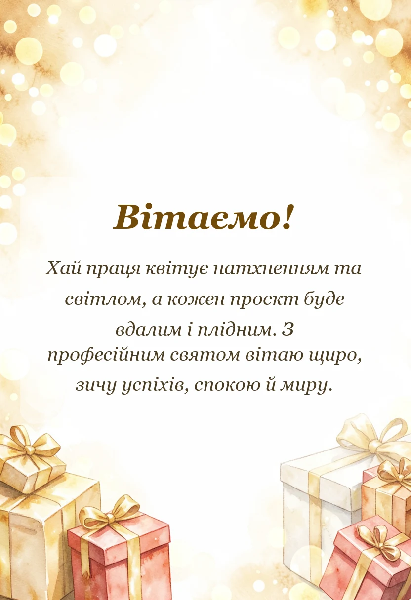 вітальна листівка - короткі привітання з професійним святом