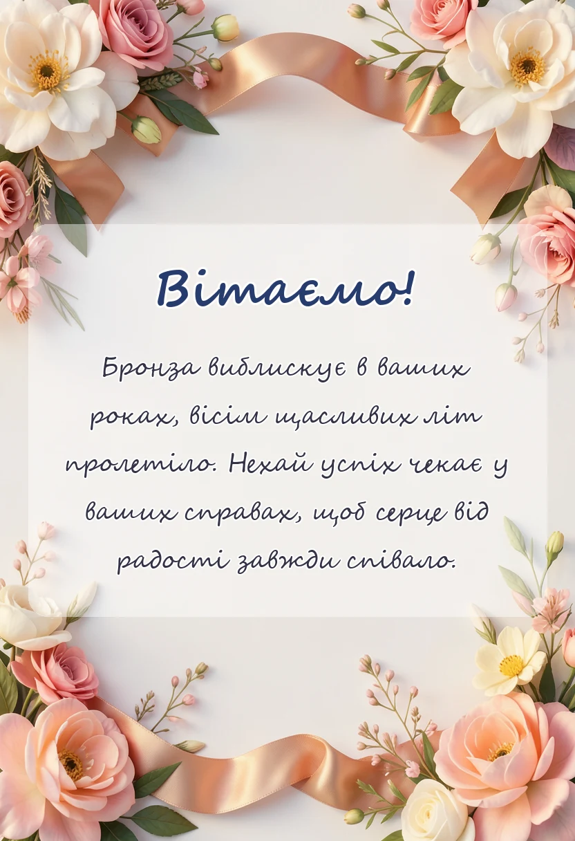 вітальна листівка - привітання з бронзовим весіллям
