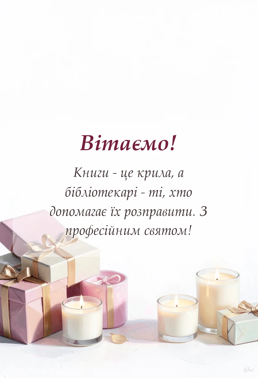 красива листівка: привітання з днем бібліотекаря
