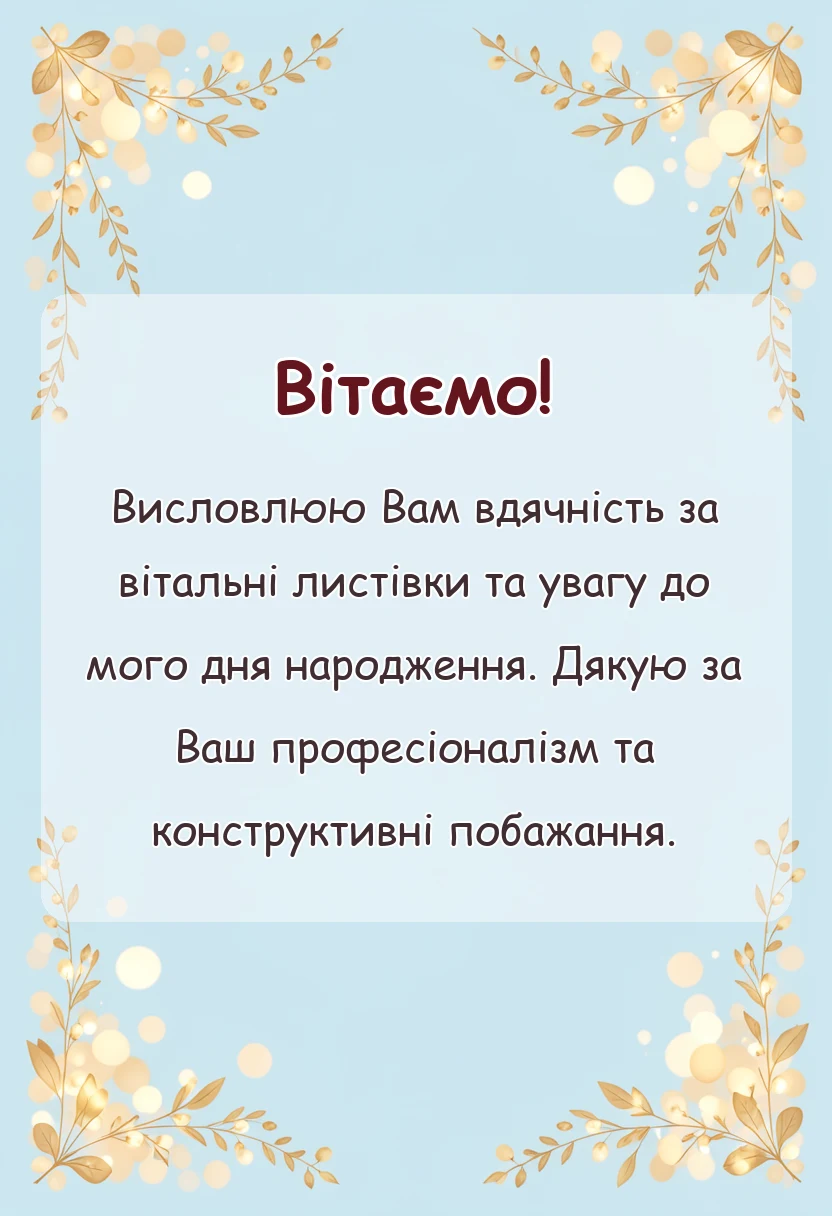 вітальна листівка - подяка за привітання з днем народження