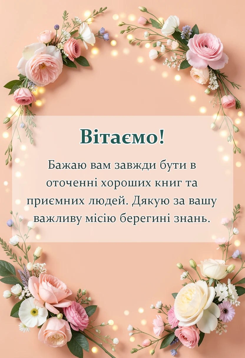 красива листівка: привітання з днем бібліотекаря