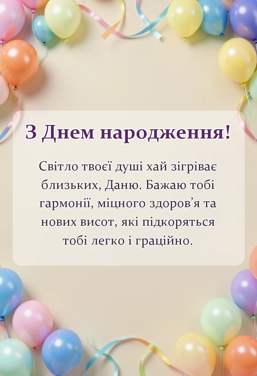 красива листівка: привітання з днем народження даню та данилу