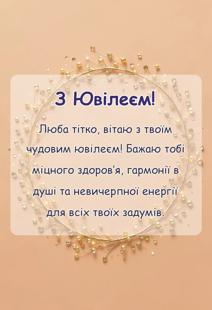 вітальна листівка - привітання з ювілеєм тітці