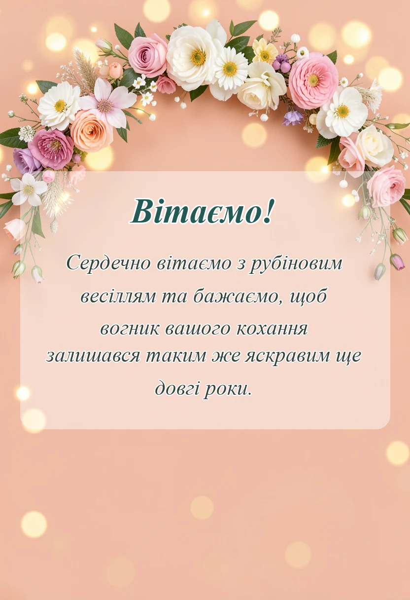 святкова картинка: рубінове весілля привітання