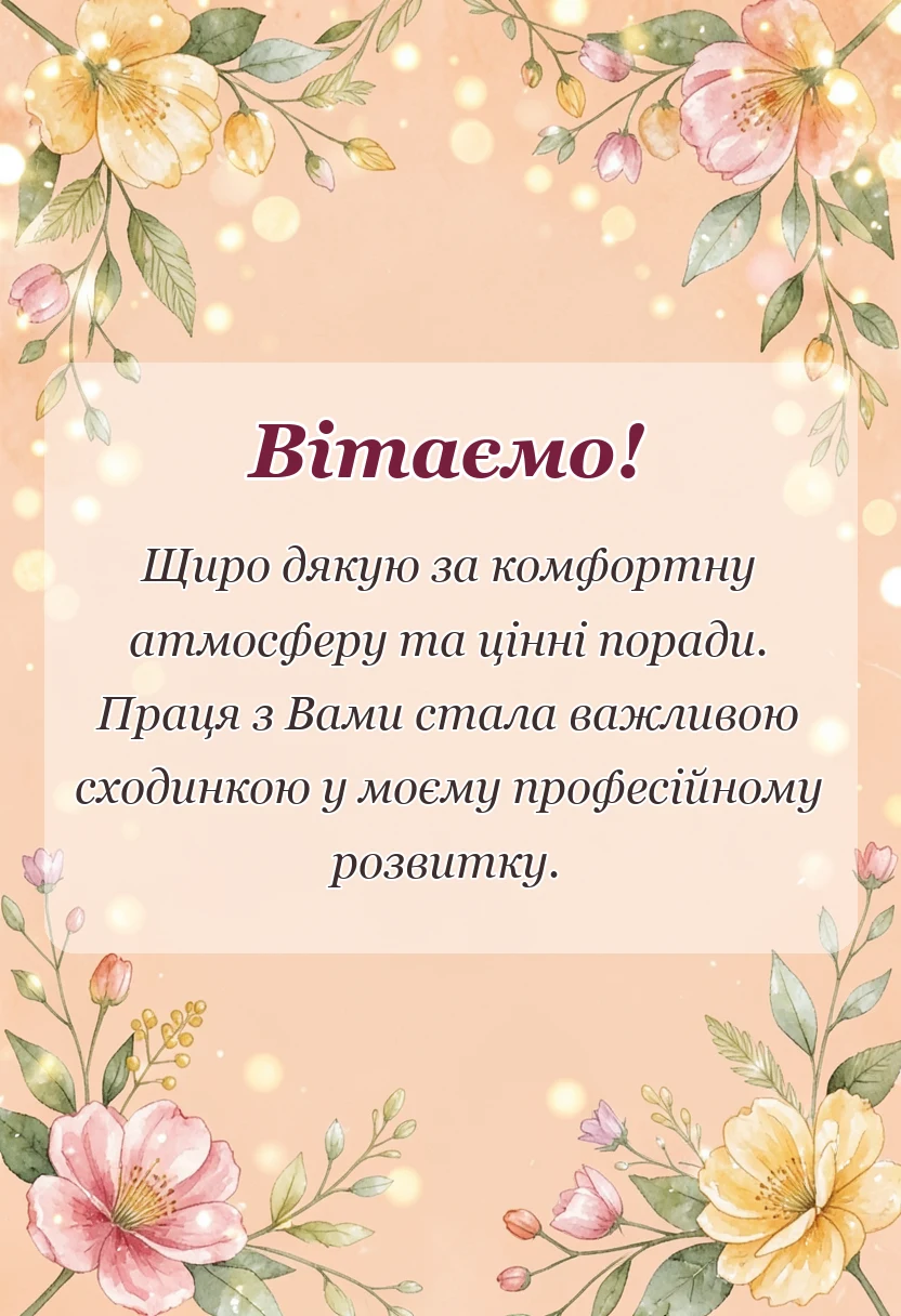 листівка з побажанням - подяка керівнику при звільненні