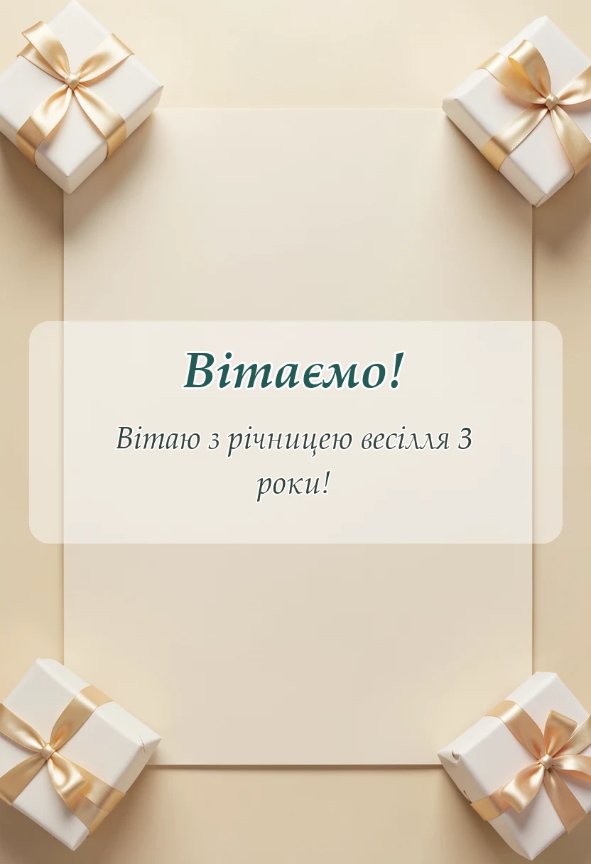 красива листівка: привітання з 3 роками весілля проза