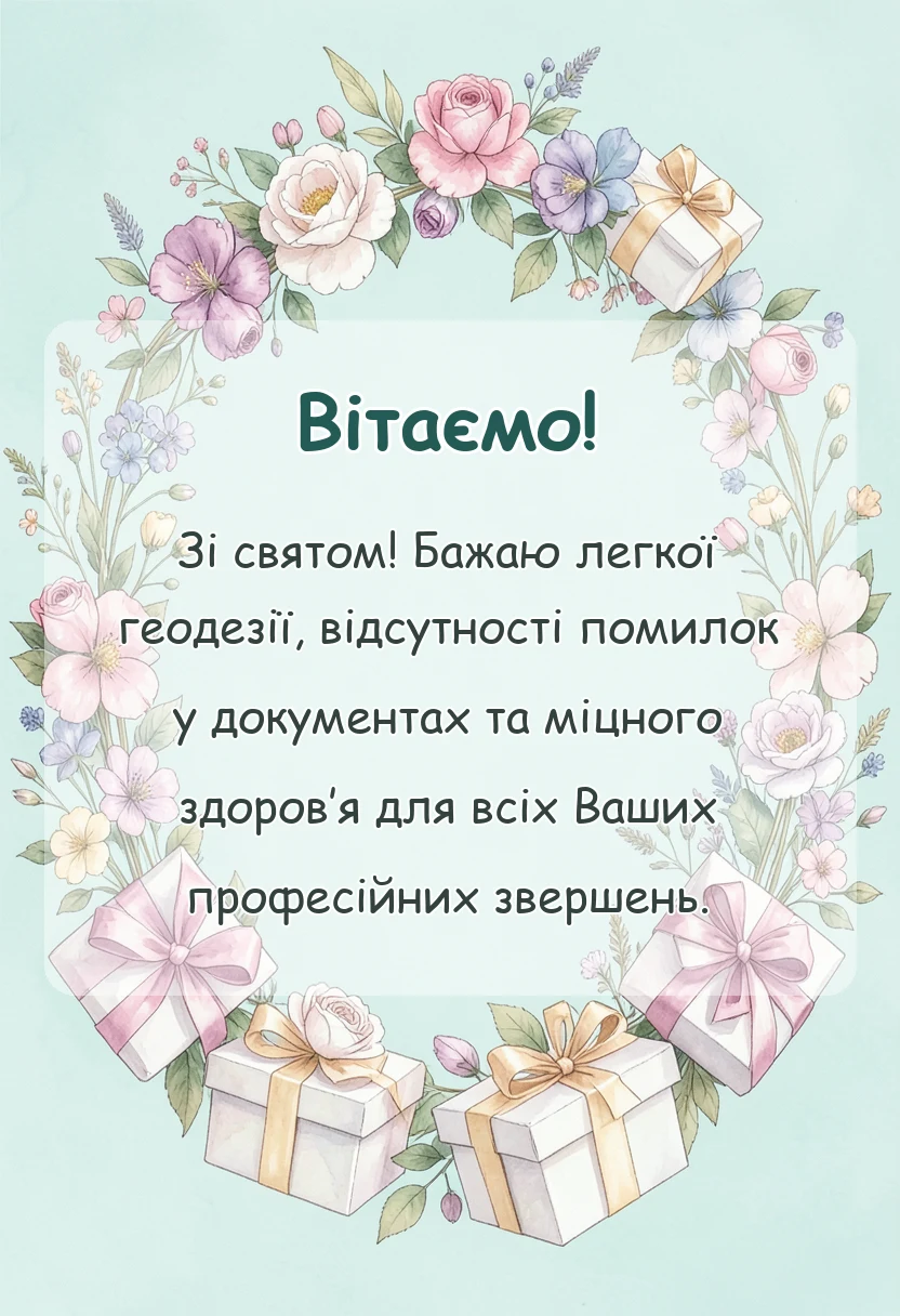 унікальна листівка - день землевпорядника привітання