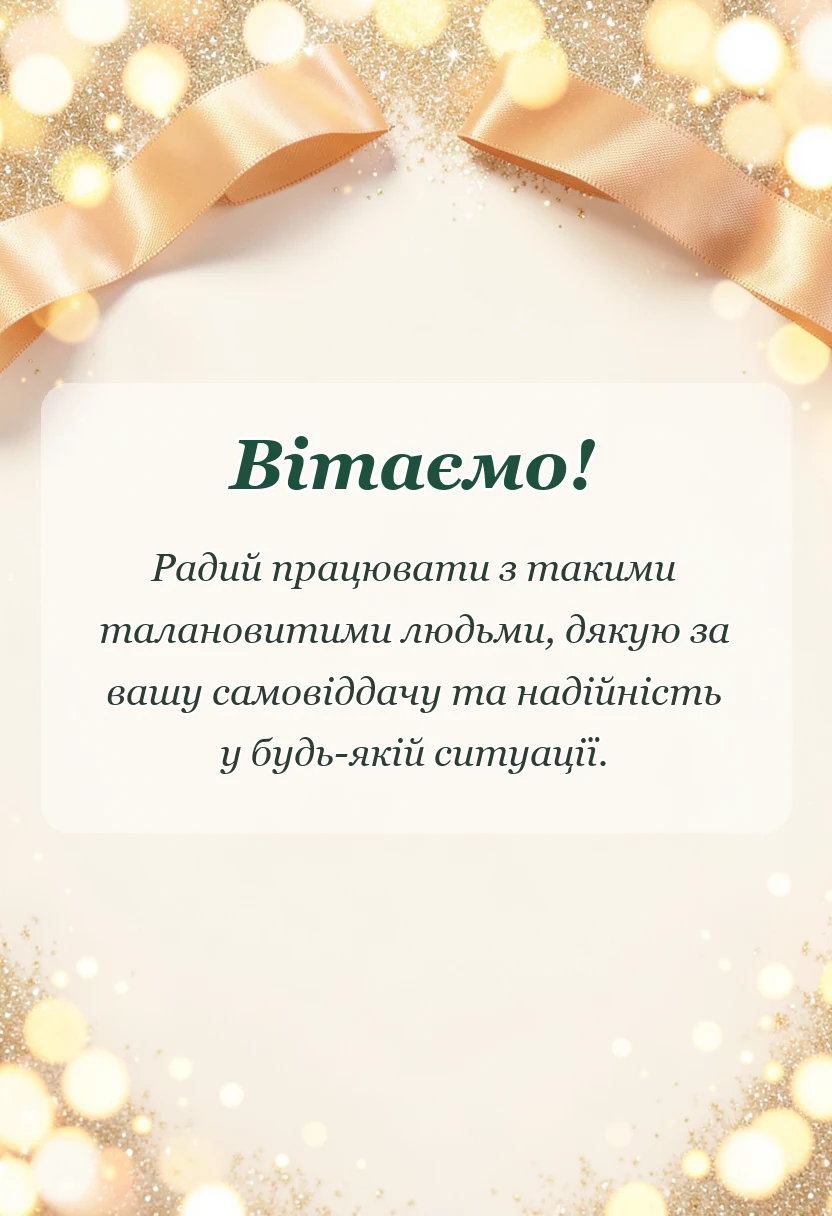 листівка з побажанням - подяка колективу своїми словами