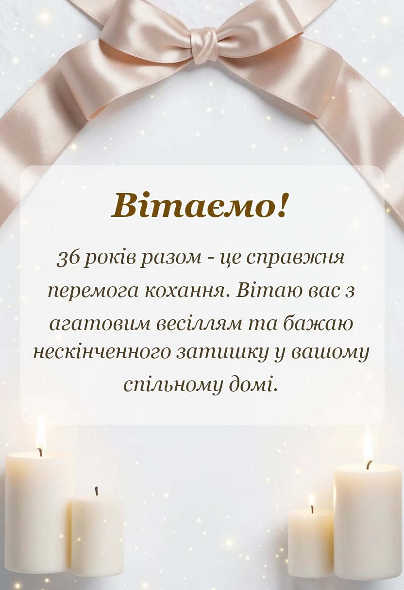 вітальна листівка - привітання з 36 років весілля