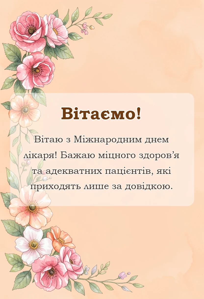 унікальна листівка - прикольні привітання з міжнародним днем лікаря