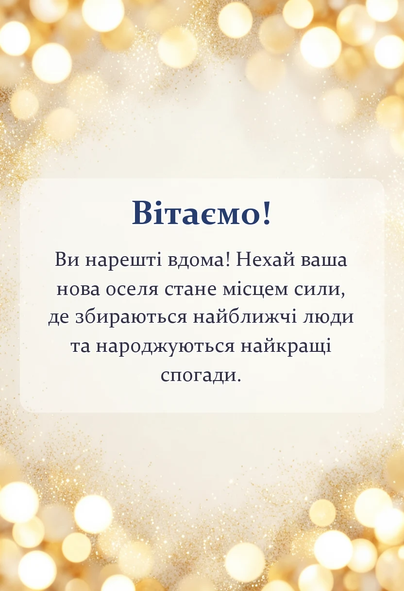 унікальна листівка - гарне привітання з новосіллям