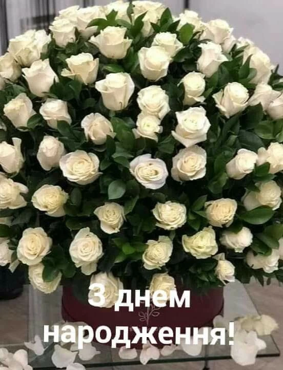Білі троянди для привітання з днем народження