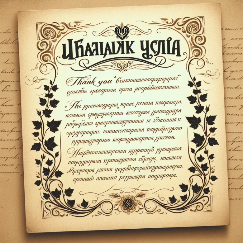 Українська картка подяки з прикрасами та текстом вдячності.