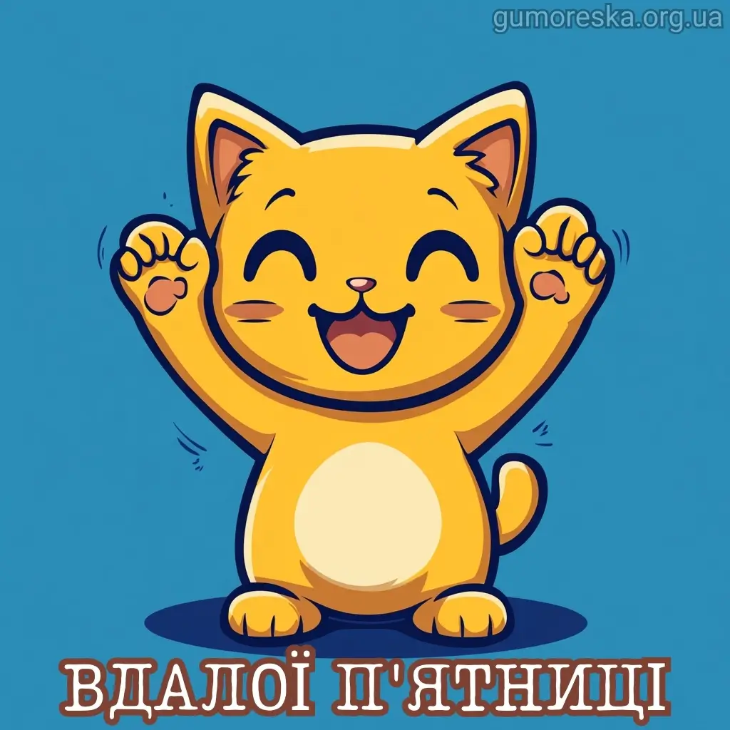 Радісний котик вітає з чудовою п'ятницею!