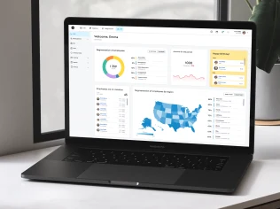 Laptop with erp dashboard