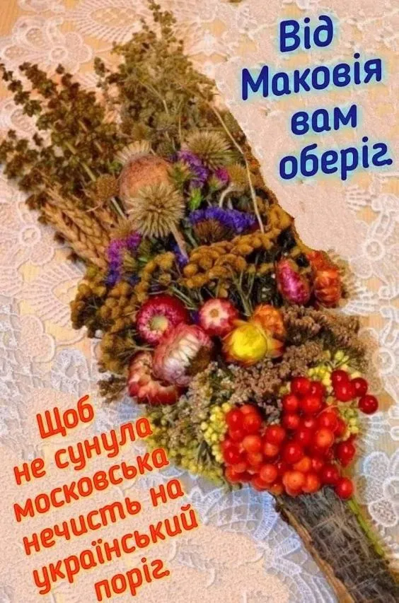 Традиційний український маковій з квітами та ягодами на вишиванці