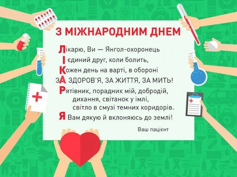 Привітання з Міжнародним днем лікаря від пацієнта.